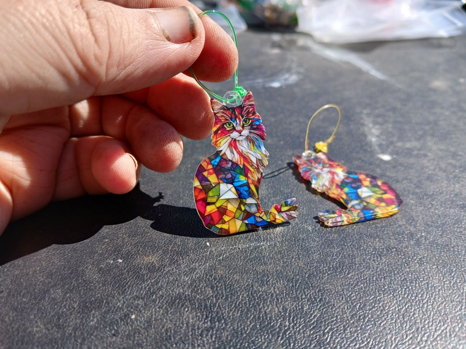 Stained Glass Cat Ornament