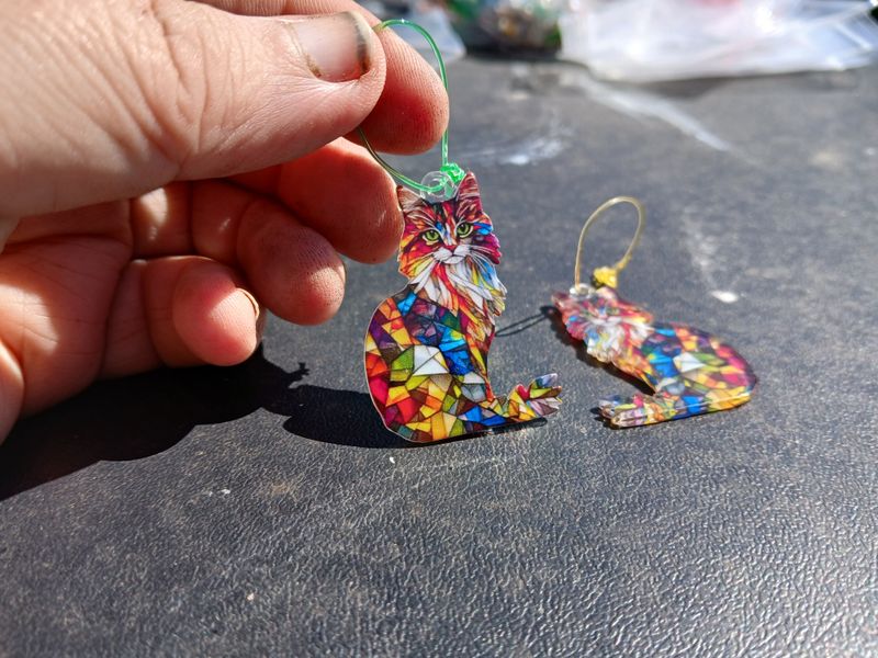 Stained Glass Cat Ornament