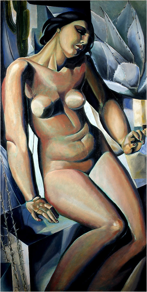 &quot;Nude Female with Succulents&quot; print
