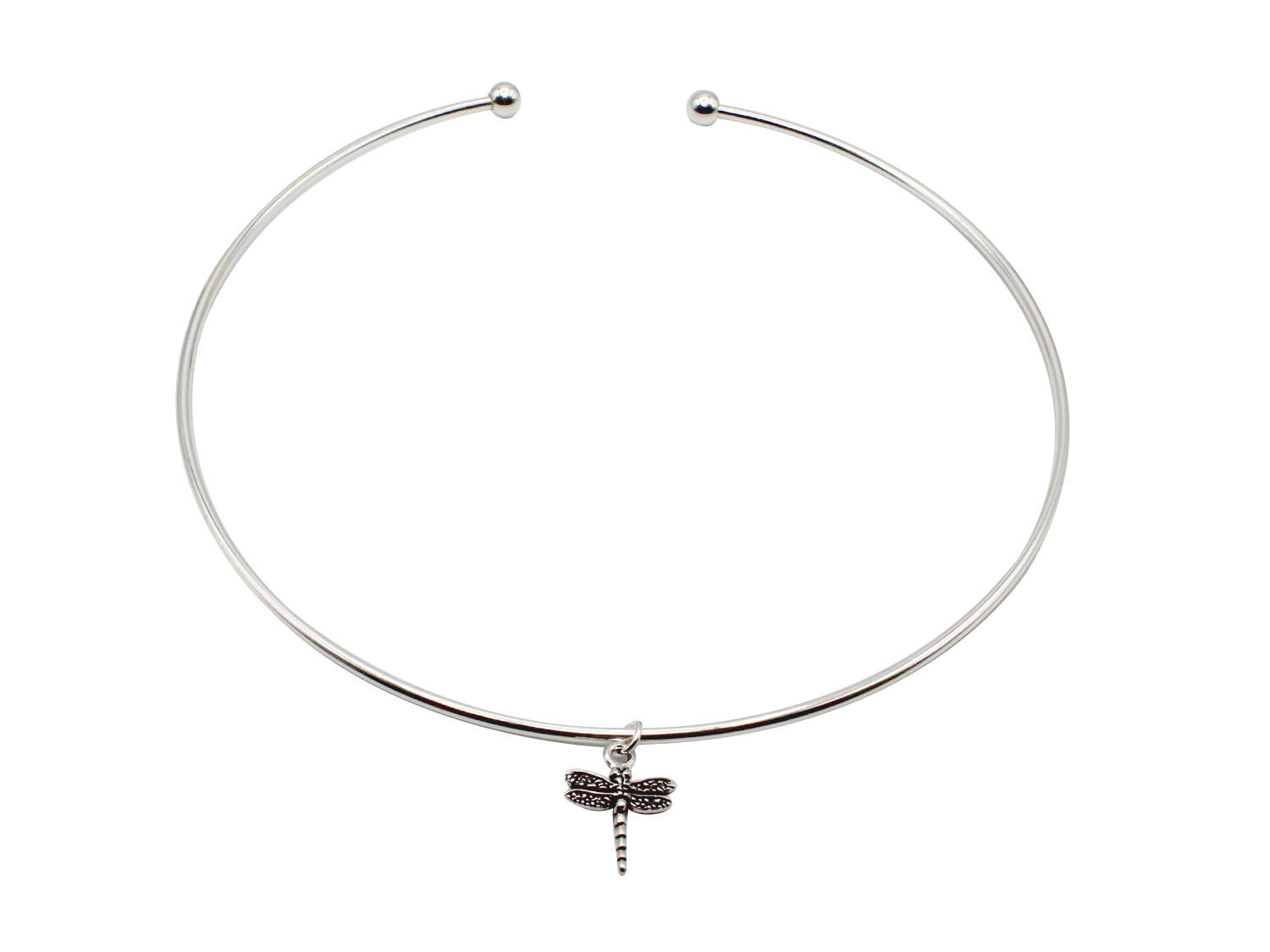 Silver Choker with Dragonfly Antique Silver Charm