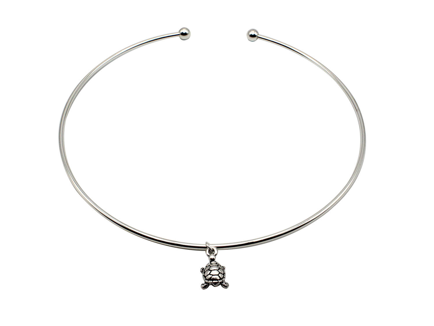 Silver Choker with Turtle Antique Silver Charm