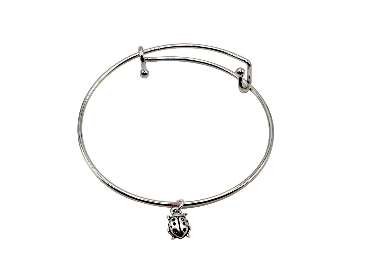 Expandable Bracelet with Ladybug Antique Silver Charm