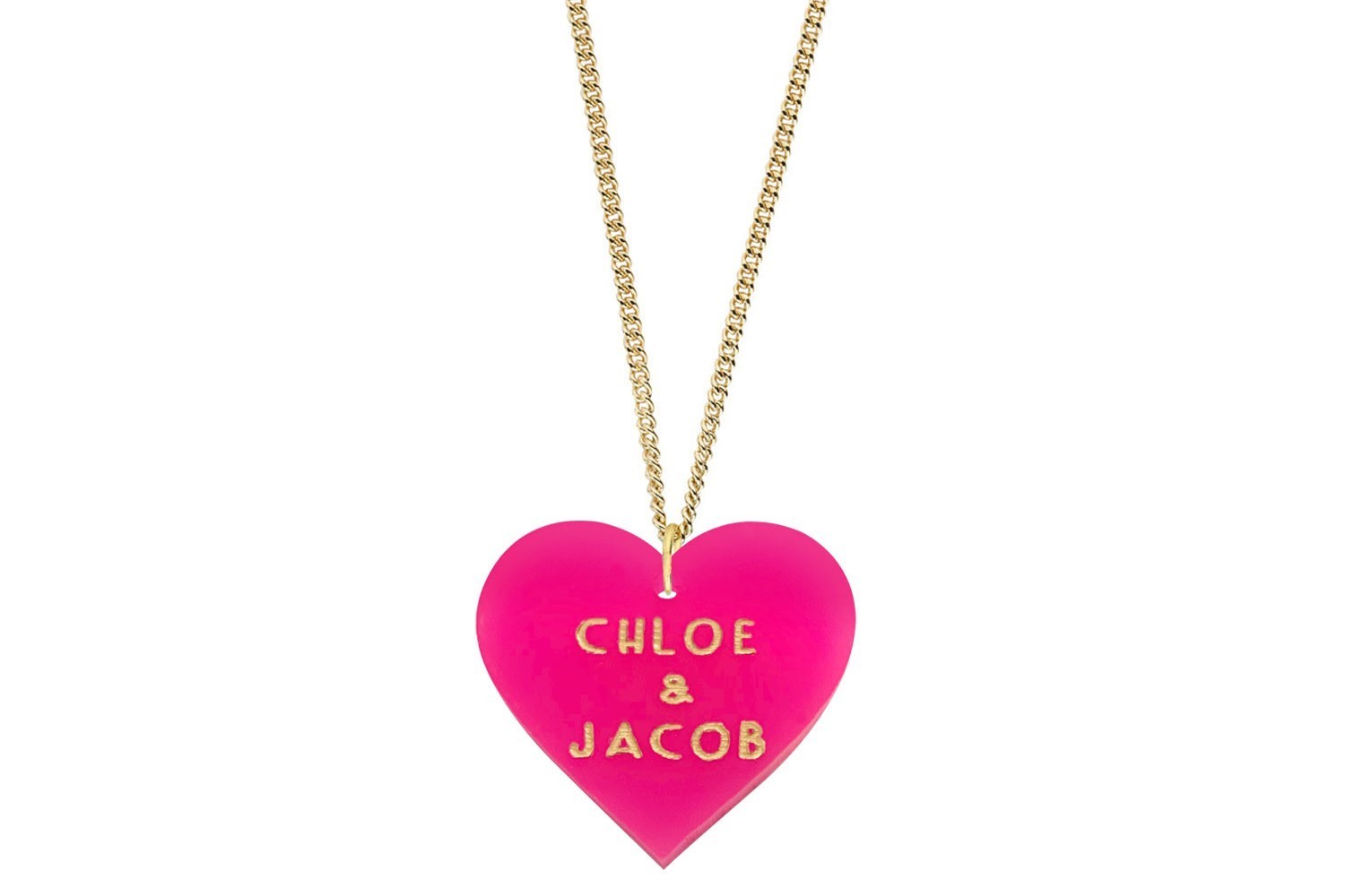 Custom Sweetheart Pendant w/Names on Chain Necklace