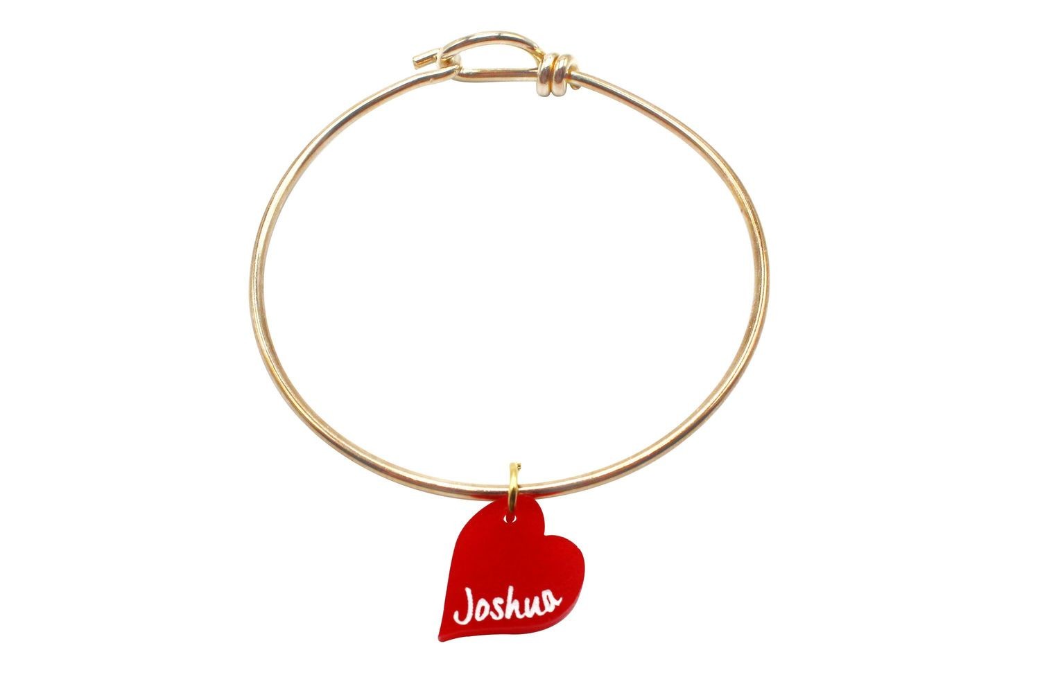 Personalized Heart Shaped Charm with Name on Decorative Wire Bracelet