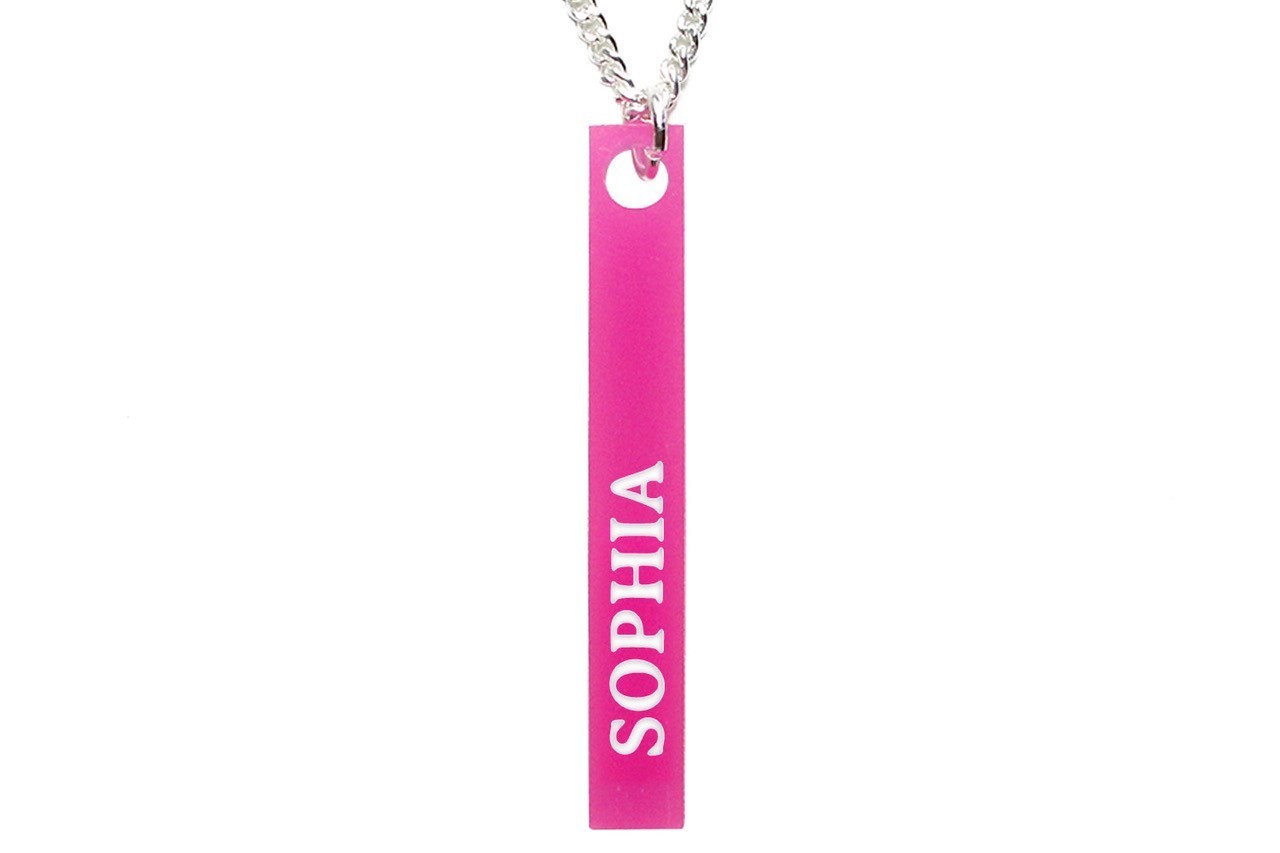 Custom Name, Word or Saying Vertical Bar Necklace