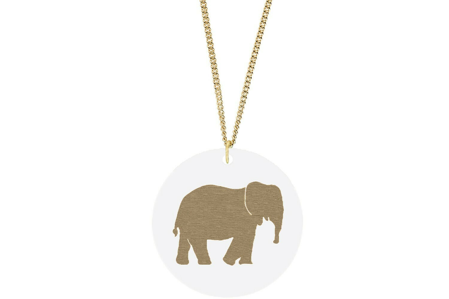 Elephant Pendant Subtle Style Refined with Paint on Chain Necklace