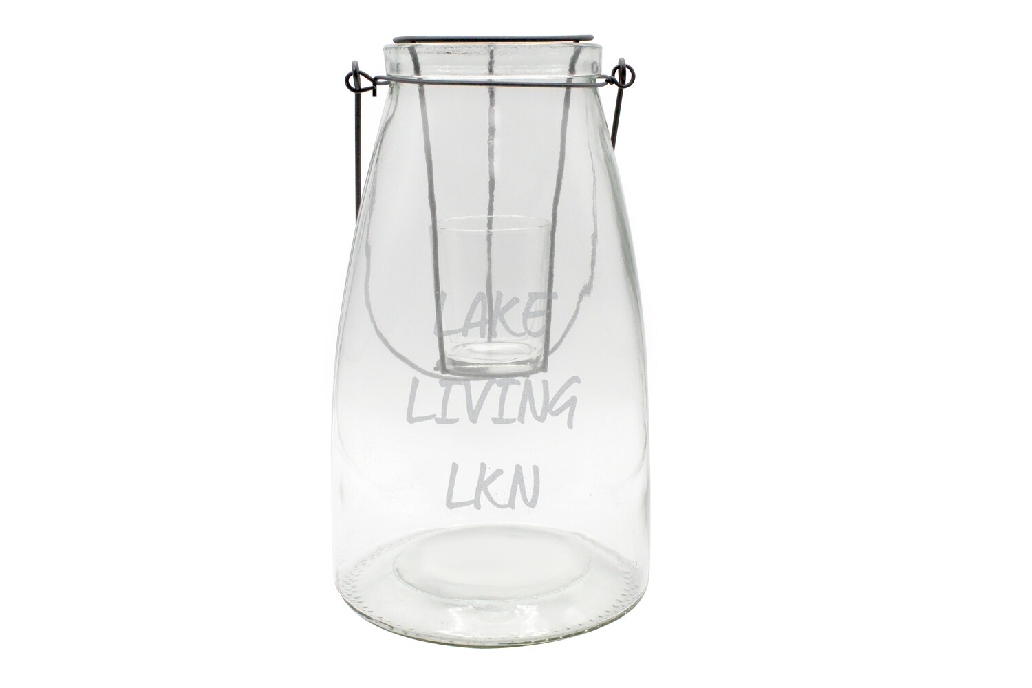 Personalized Clear Glass Lantern w/votive Holder