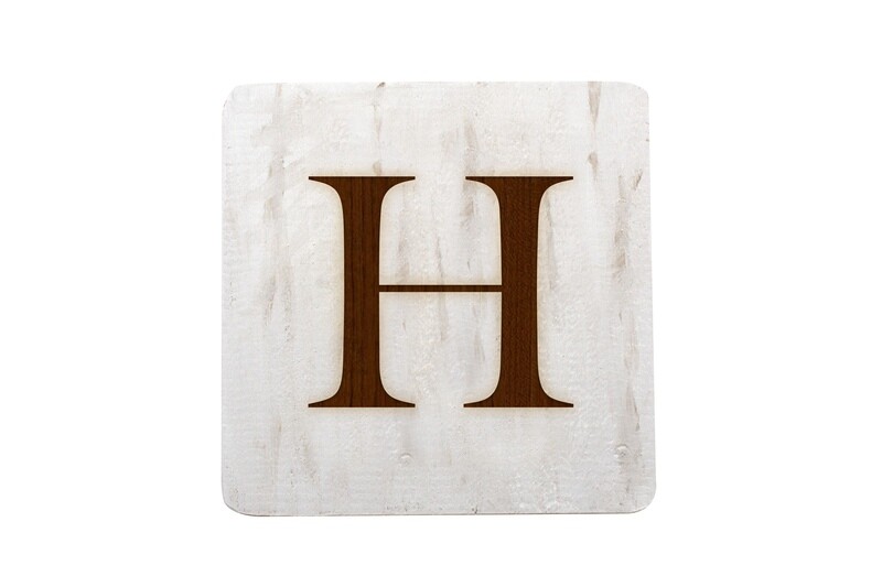Custom Initial Hand-Painted Wood Coaster Set