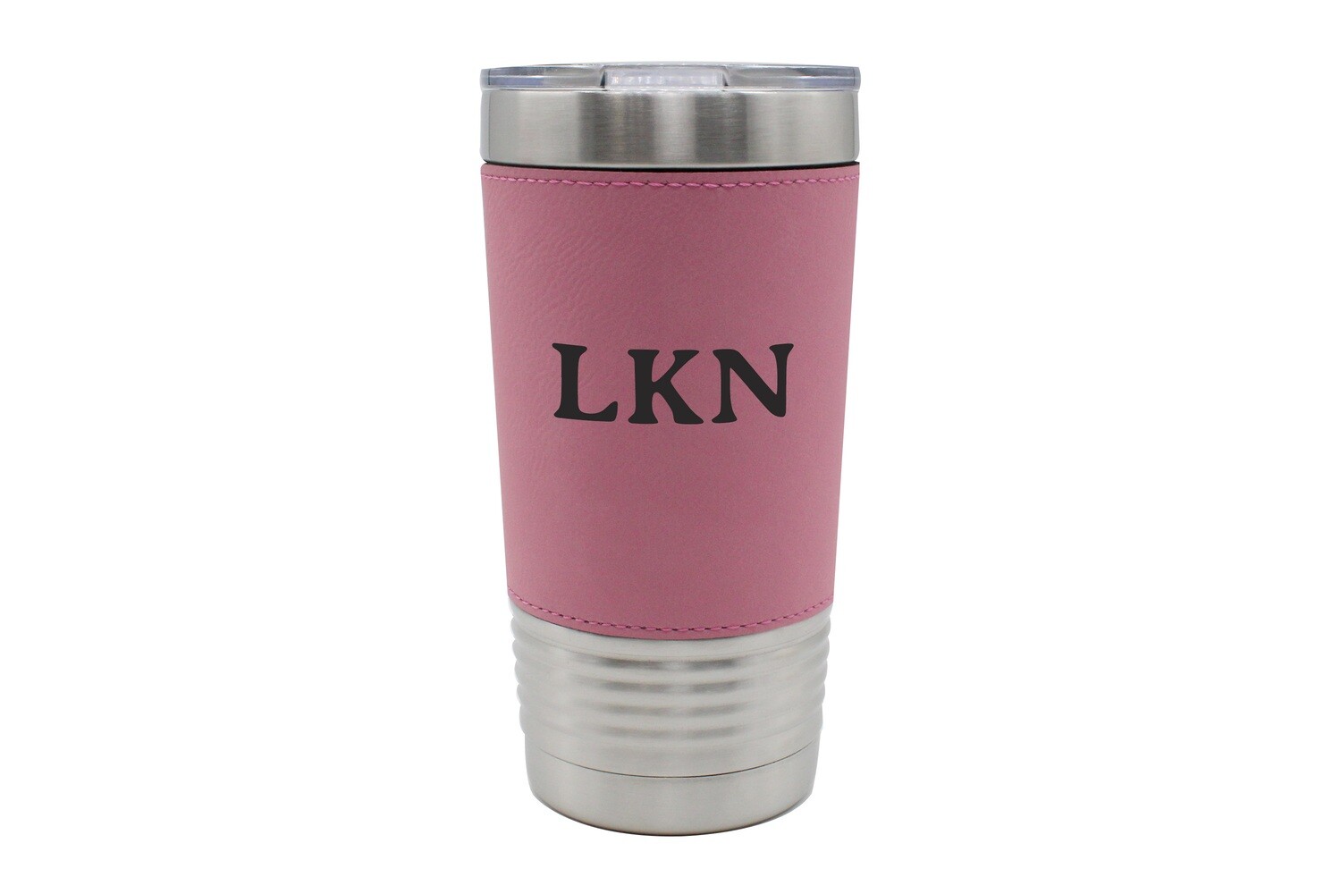 Leatherette 20 oz Custom Insulated Travel Mug w/Initials or Saying