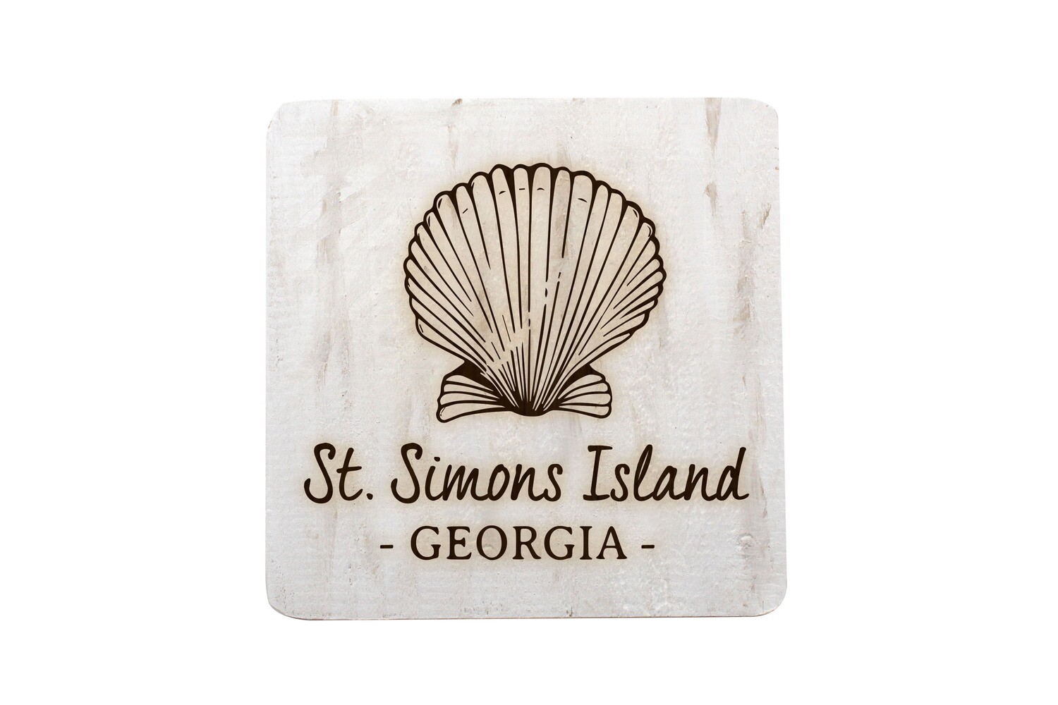 Seashell with Location & State Hand-Painted Wood Coaster Set