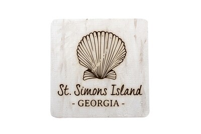 Seashell with Location & State Hand-Painted Wood Coaster Set