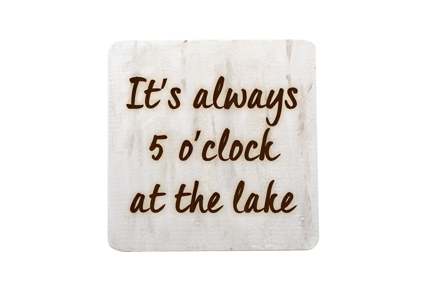 It's always 5 o'clock at the Lake or Beach Hand-Painted Wood Coaster Set