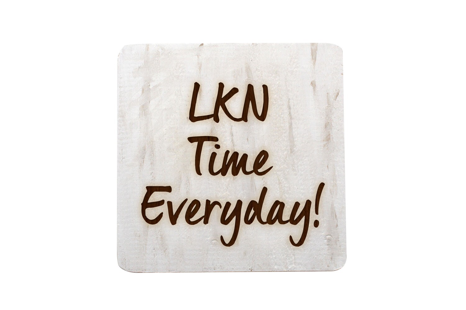 Customized Location "LKN" Time Everyday Hand-Painted Wood Coaster Set