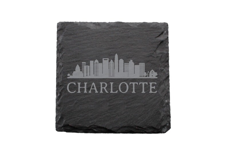 City Skyline on Slate Coaster Set