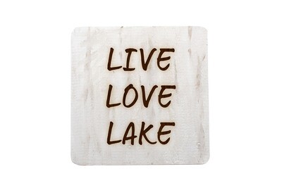 Live Love Lake or Any Custom Words Hand-Painted Wood Coaster Set