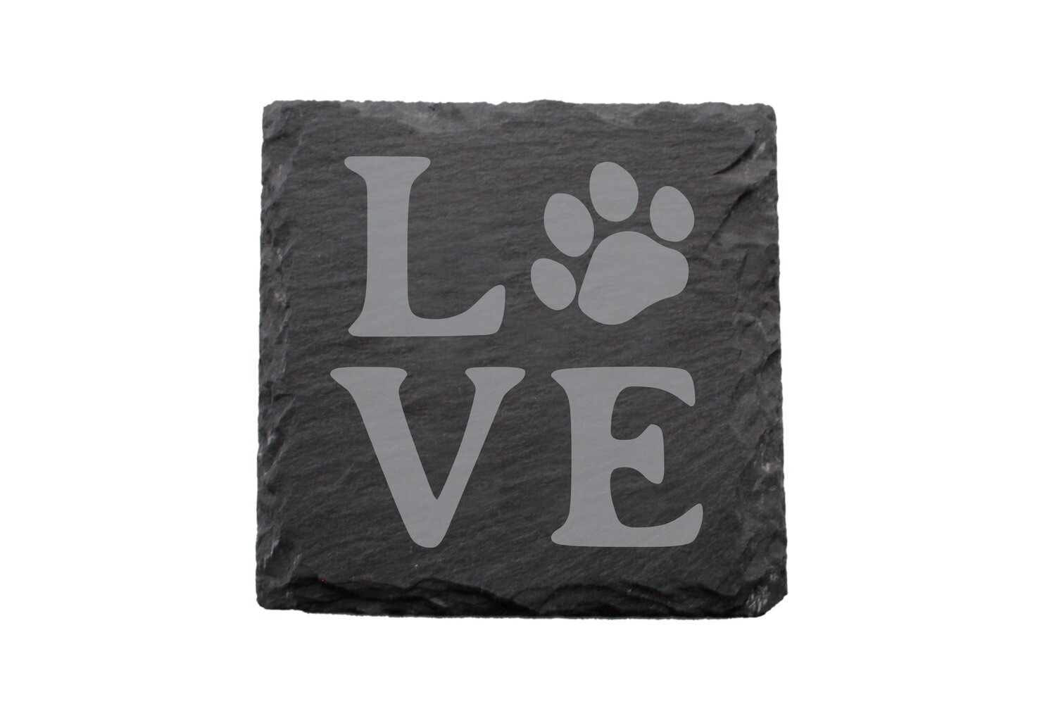 LOVE with Dog or Cat Paw Print Slate Coaster Set