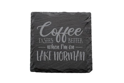 Coffee Tastes better with Customized Location Slate Coaster Set