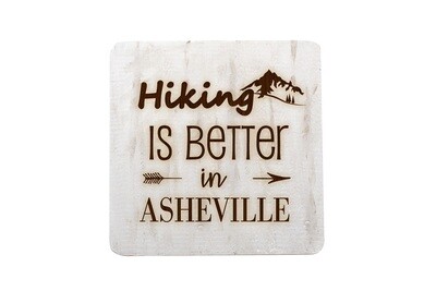 Mountain Hiking Customized with City/Location Hand-Painted Wood Coaster Set