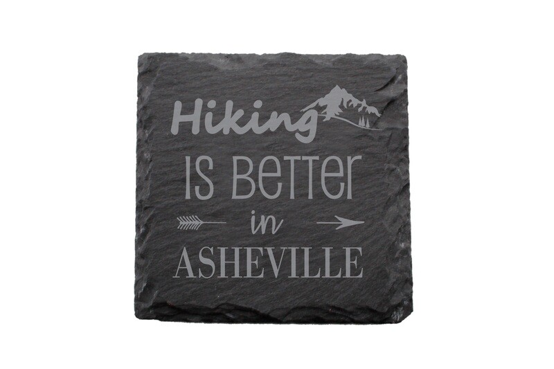 Mountain Hiking Customized with City/Location Slate Coaster Set