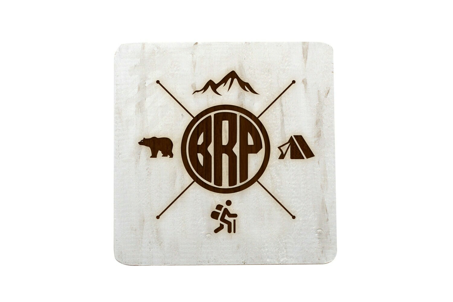 Recreation Themes Customized with Location Abbreviation Hand-Painted Wood Coaster Set