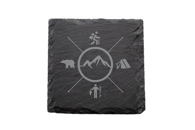 Mountains with 4 Outdoor Themes Slate Coaster Set