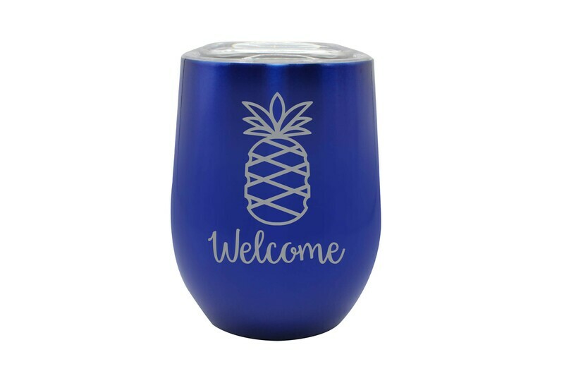 Pineapple w/Welcome or Your Custom Word Insulated Tumbler 12 oz