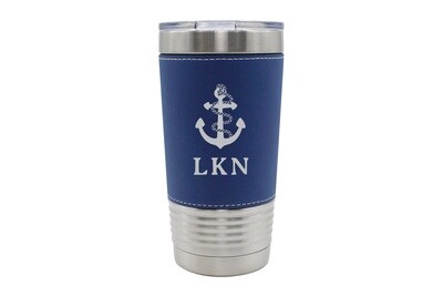 Leatherette 20 oz Anchor w/Rope & Customized Location Insulated Tumbler