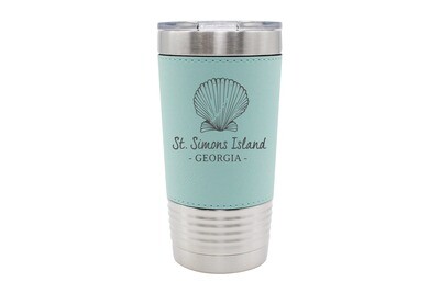 Leatherette 20 oz Seashell & Customized Location Insulated Tumbler