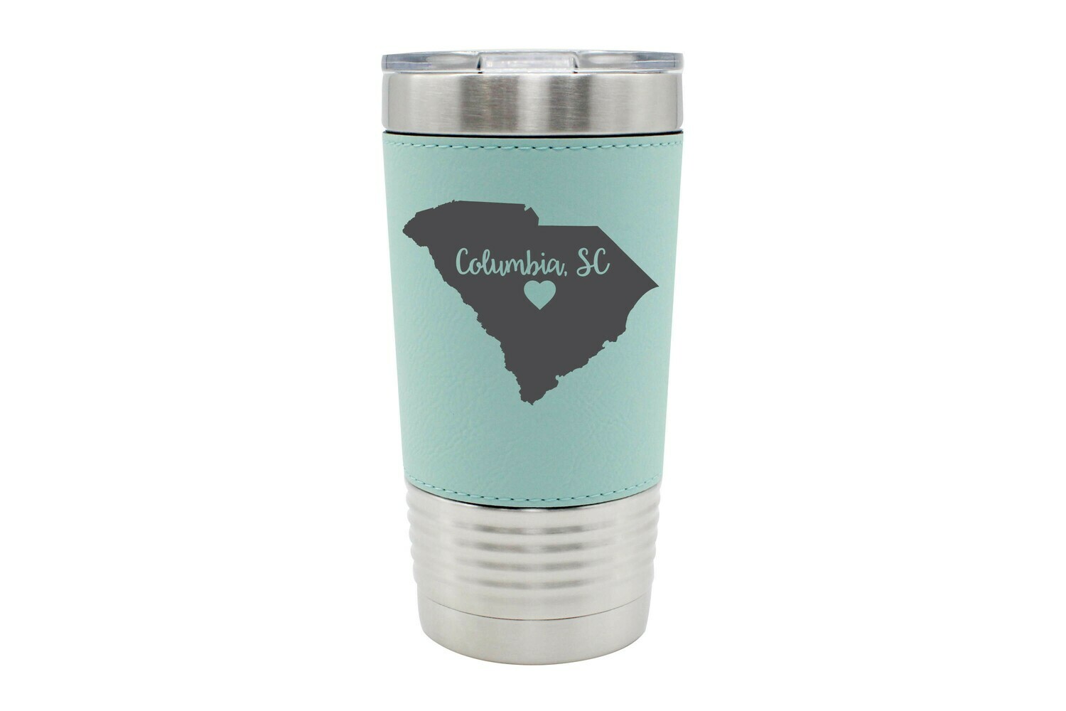 Leatherette 20 oz Custom State Shape - Heart Represents City Location Insulated Tumbler