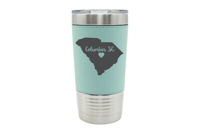 Leatherette 20 oz Custom State Shape - Heart Represents City Location Insulated Tumbler
