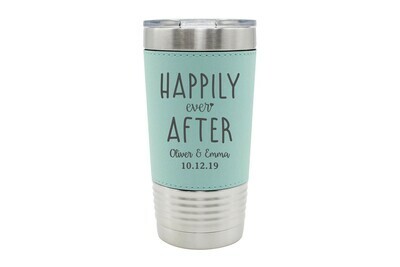 Leatherette 20 oz Custom Happily Ever After with Names & Date Insulated Tumbler