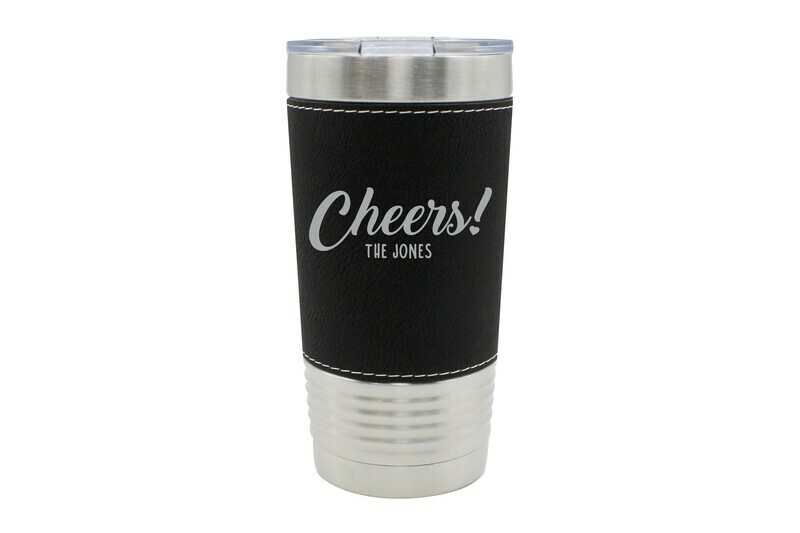 Leatherette 20 oz Custom Cheers w/Name Insulated Tumbler