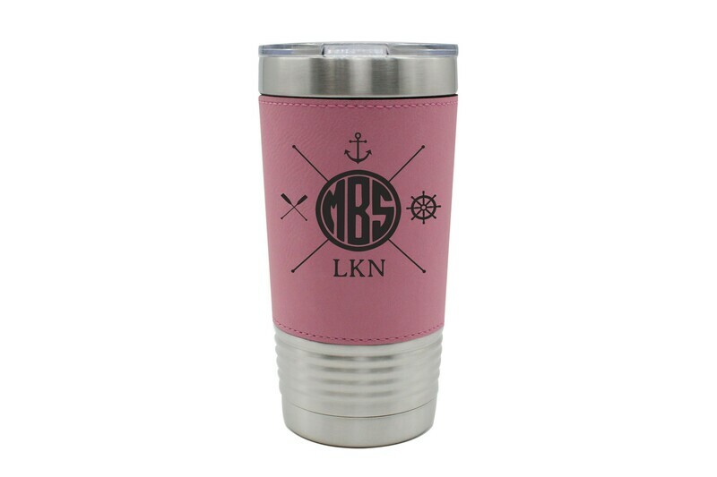 Leatherette 20 oz Monogram Insulated Tumbler w/Nautical Themes