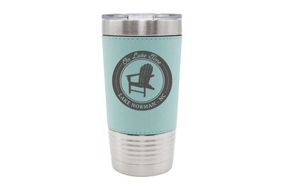 Leatherette 20 oz On Lake Time w/Chair & Customized Location Insulated Tumbler