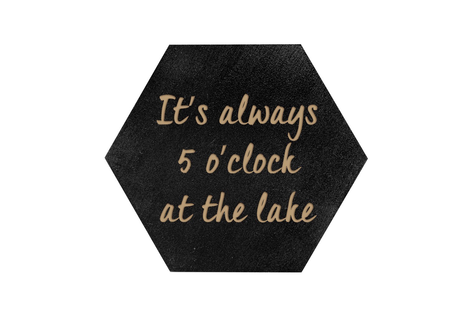 It's always 5 o'clock at the Lake or Beach HEX Hand-Painted Wood Coaster Set