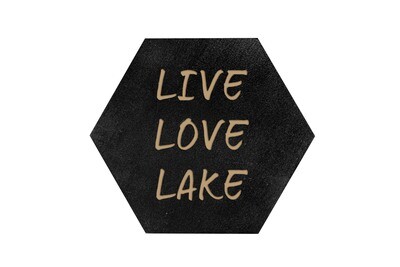 Live Love Lake or Any Custom Words HEX Hand-Painted Wood Coaster Set