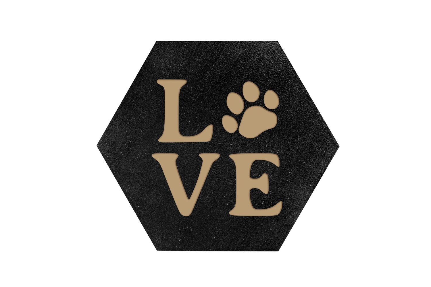 LOVE with Dog or Cat Paw Print HEX Hand-Painted Wood Coaster Set