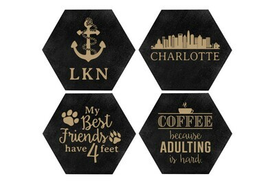 Hexagon Hand-Painted Coaster ($25 for Set of 4)