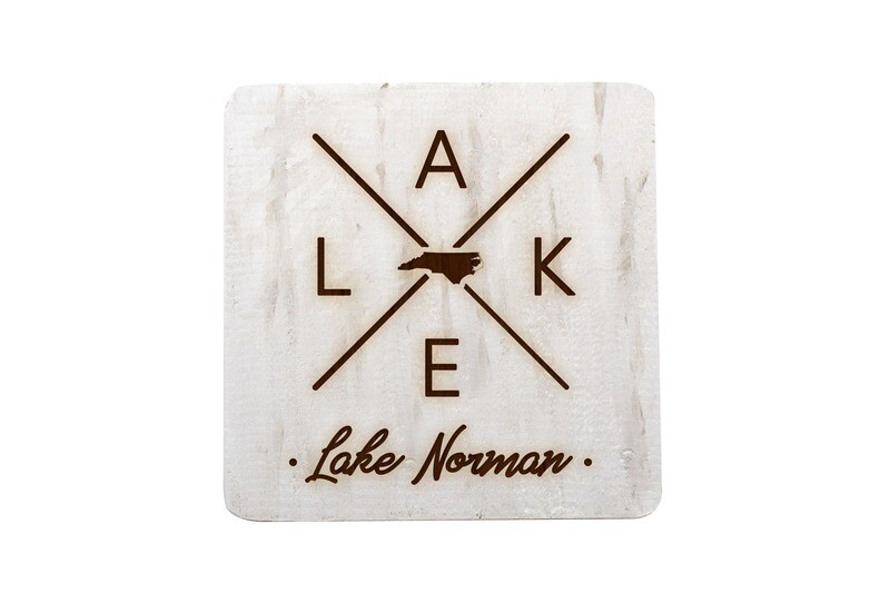 Customized State Shape with LAKE Hand-Painted Wood Coaster Set