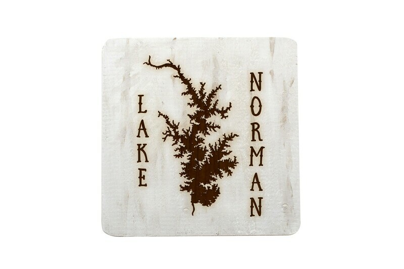 Body of Water & Customized Vertical Location Hand-Painted Wood Coaster Set