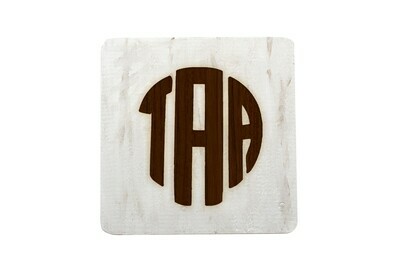 Monogram Hand-Painted Wood Coaster Set