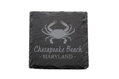 Crab & Customized Location Slate Coaster Set