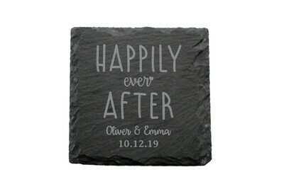 Custom Happily Ever After Slate Coaster Set Custom Happily Ever After Slate Coaster Set