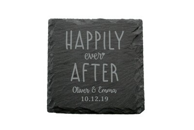 Custom Happily Ever After Slate Coaster Set