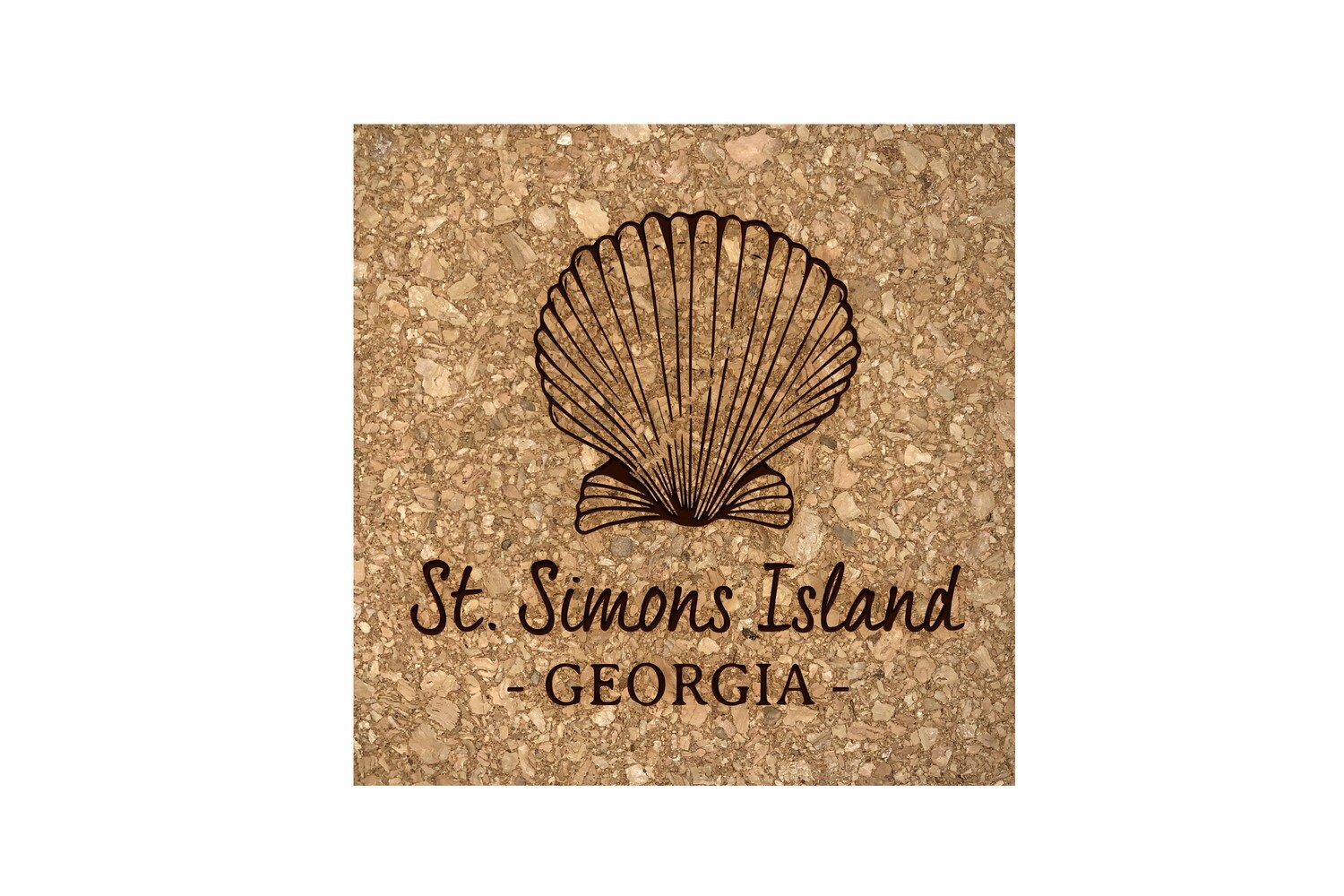 Seashell with Location & State Cork Coaster Set