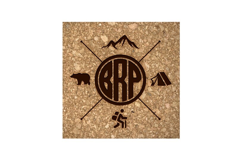 Recreation Themes Customized with Location Abbreviation Cork Coaster Set