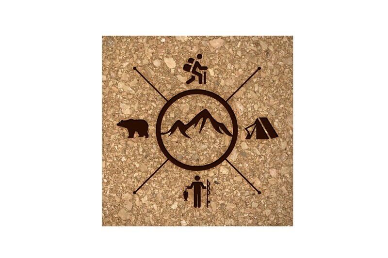 Mountains with 4 Outdoor Themes Cork Coaster Set