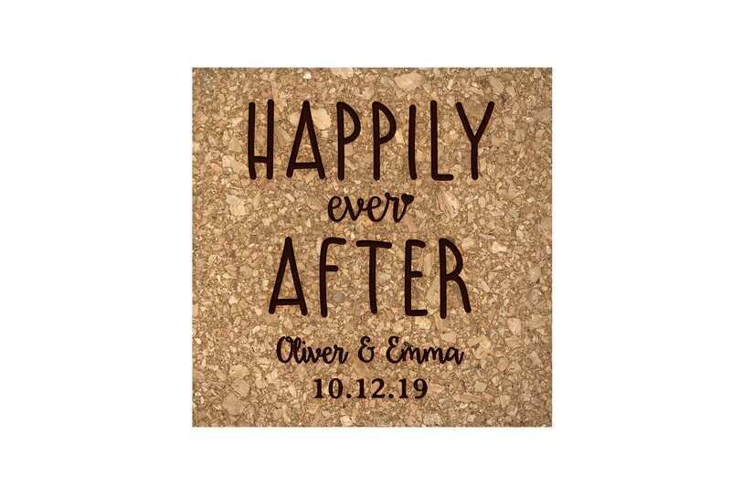 Custom Happily Ever After Cork Coaster Set