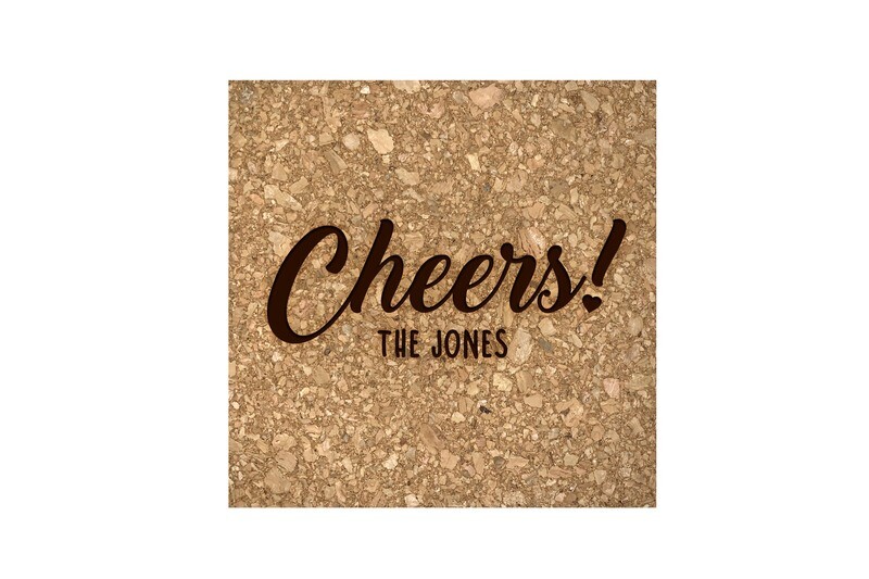 Custom Cheers w/Name Cork Coaster Set