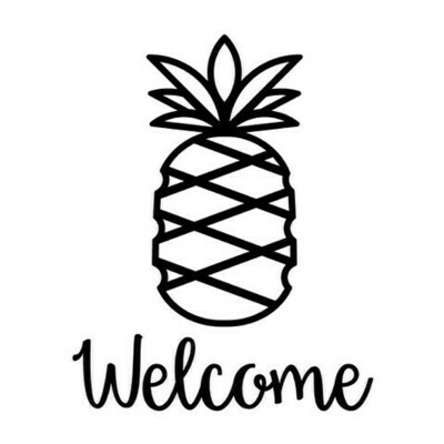 Pineapple w/Welcome or Your Custom Word Wine Glass 19 oz